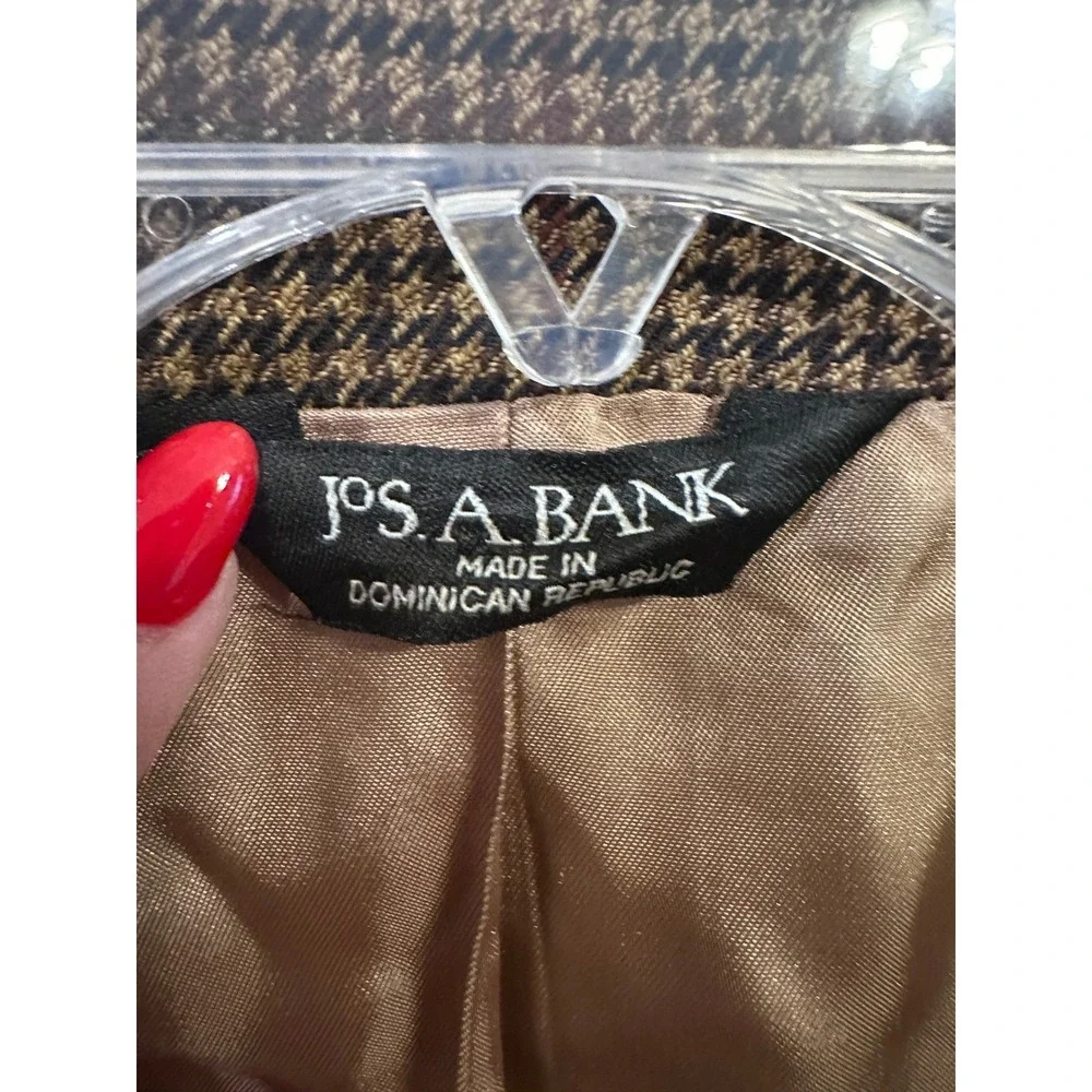 Jos A Bank Houndstooth Blazer Mens Sport Coat Brown Tan Classic Jacket
